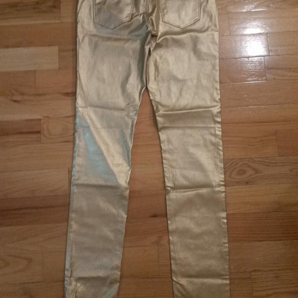 Gold Metallic Stretch Skinny Jeggings - Tall - Picture 3 of 6